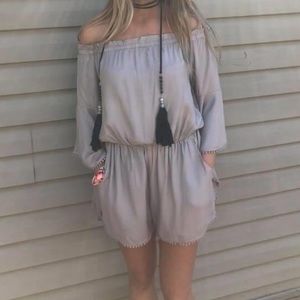 Vici Grey Off Shoulder Romper